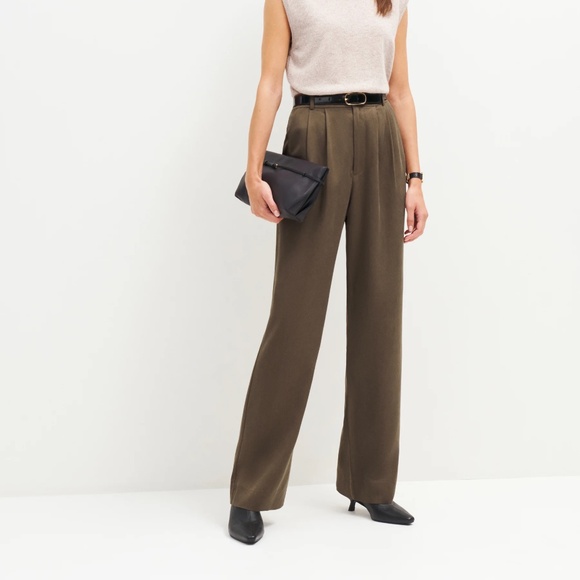 NWT Reformation Mason Trouser in Woodland Brown